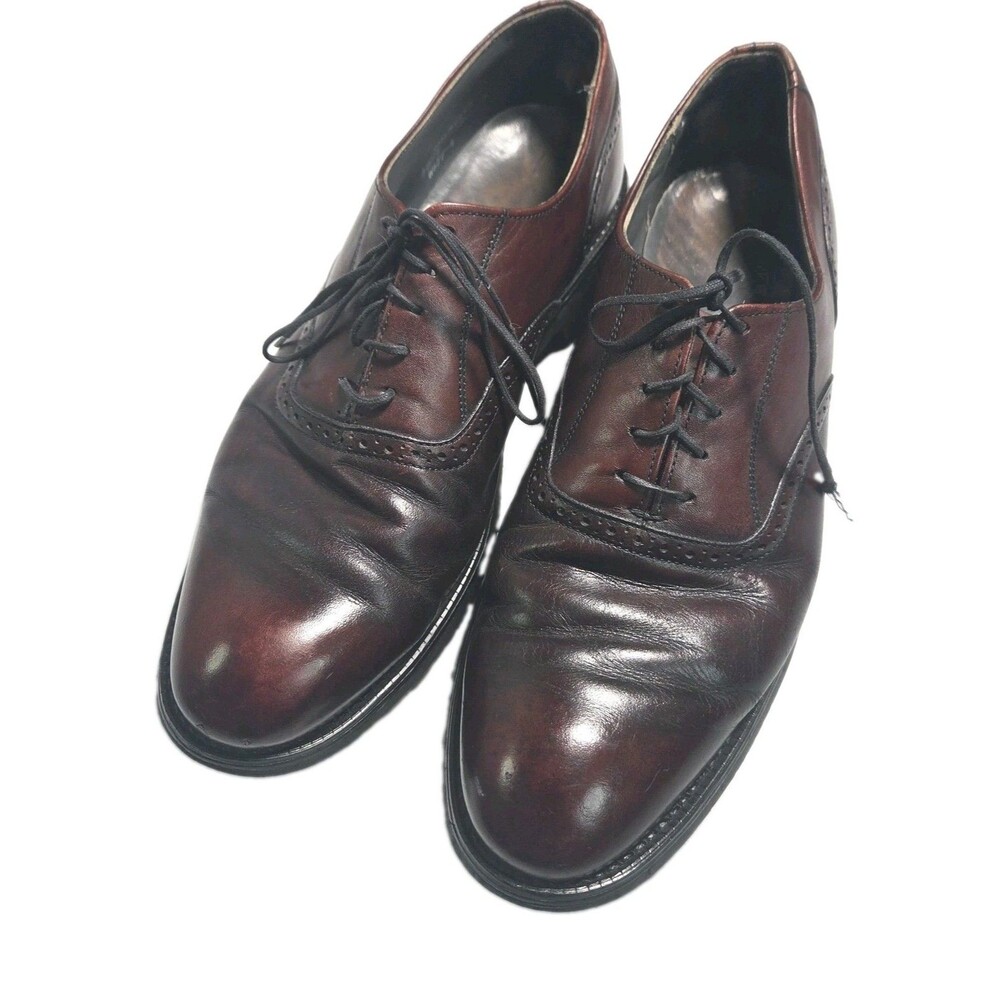 Vintage Dexter Oxford Brogues Mens 10.5 N Burgundy Leather Vibram Sole USA W677